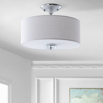 Marc 15" Metal/Crystal LED Semi Flush Mount - JONATHAN Y